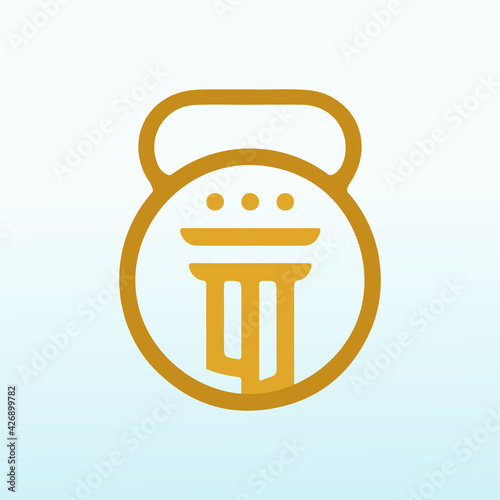 law firms with fitness dumbbell icon vector logo design.
