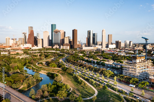 Looking at Downtown over Buffalo Bayou Park © Tyler
