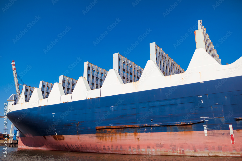 HAMBURG, GERMANY AUGUST 24, 2019 The side of the Atlantic Sail, a