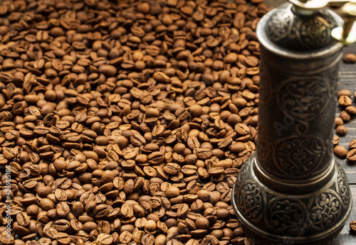 Grained Turkish coffee waiting to grind.