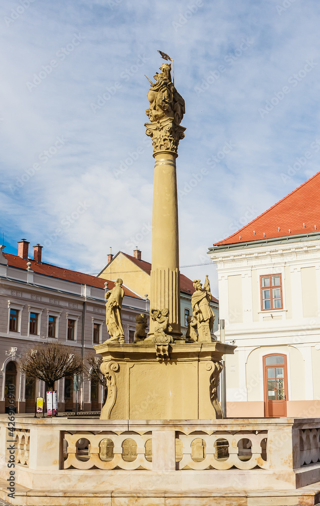 Holy Trinity column at Fo ter Square in Keszthely, Hungary, Europe