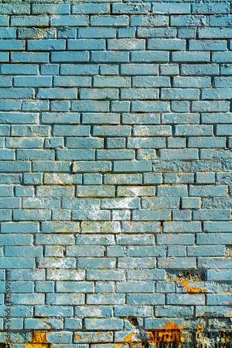 Blue brick building wall. Interior of a modern loft. Background for design