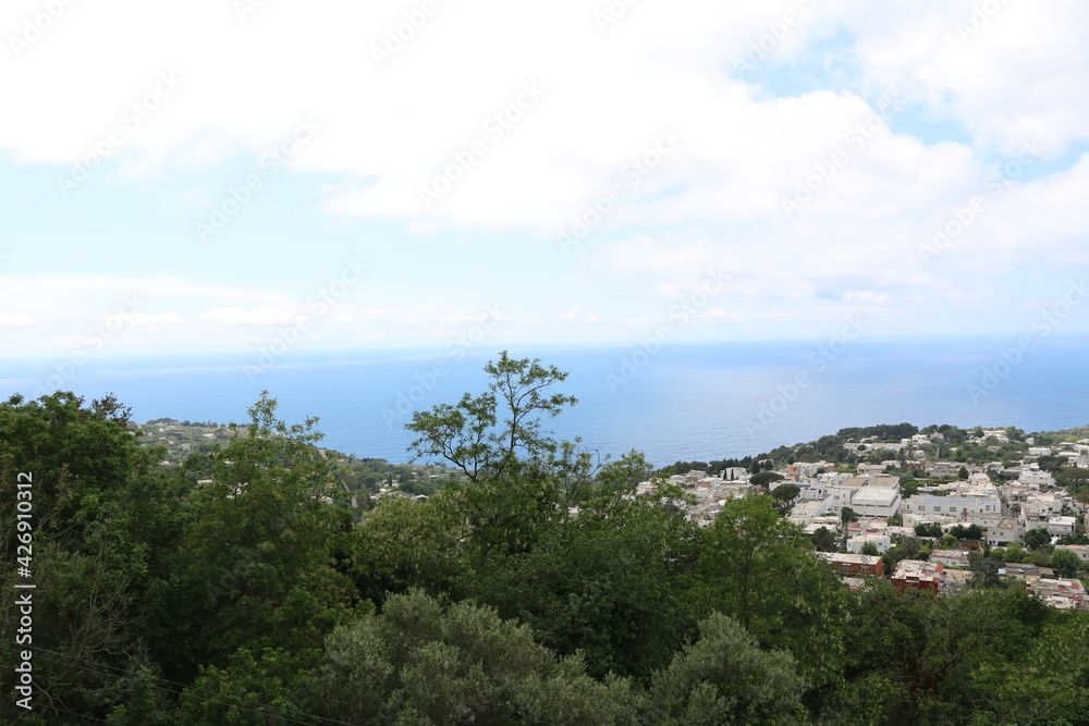 Landscape around mountain Monte Solaro of Capri island, Italy