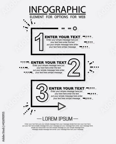 Infographic of three simple style options in black and white eighth edition