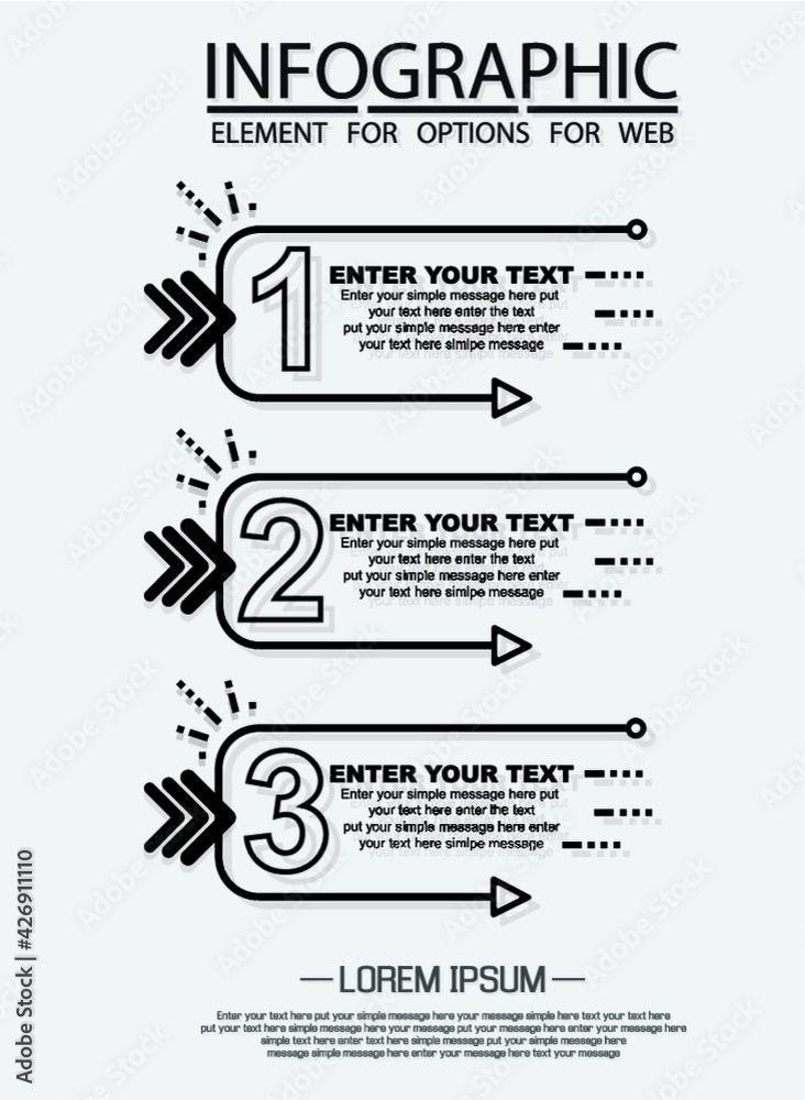 Fototapeta premium Infographic of three simple style options in black and white third edition