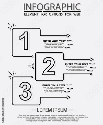 Infographic of three simple style options in black and white tenth edition