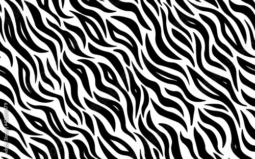 Fototapeta Naklejka Na Ścianę i Meble -  Abstract modern zebra seamless pattern. Animals trendy background. White and black decorative vector stock illustration for print, card, postcard, fabric, textile. Modern ornament of stylized skin