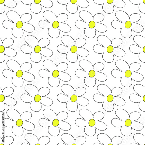 Vector seamless pattern. Daisy petals on a white background.