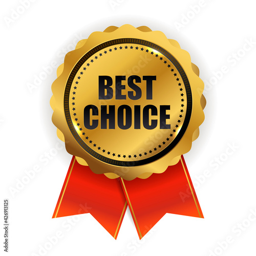 Best choice golden quality label sign. Vector illustration