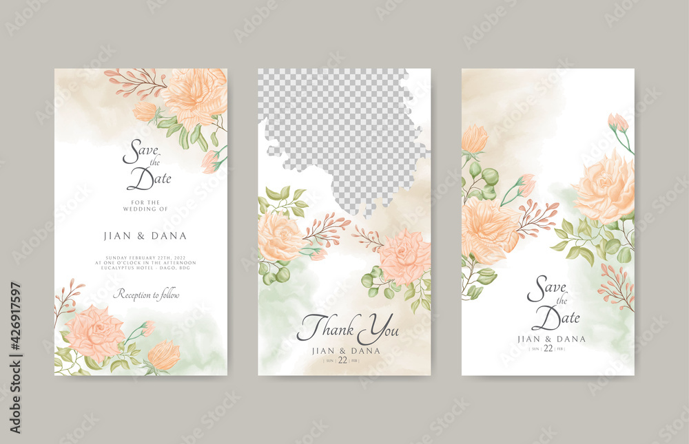 Beautiful flowers wedding instagram stories template