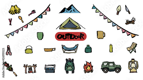 アウトドア グッズ キャンプ テント 筆 手書き おしゃれ カラー