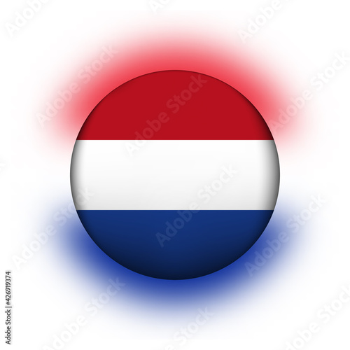 Free Download Glass light ball with flag of Netherlands. Round sphere, template icon. Dutch national symbol. Glossy realistic ball, 3D abstract vector illustration highlighted on a white background. Big bubble - GFXLoad