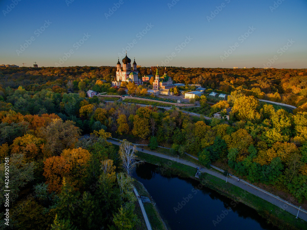 aerial church view