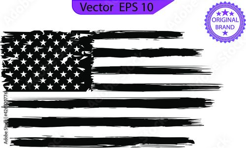 USA Flag - Distressed American flag with splash elements, eps 10, patriot flag, military flag, American flag. Only commercial use
