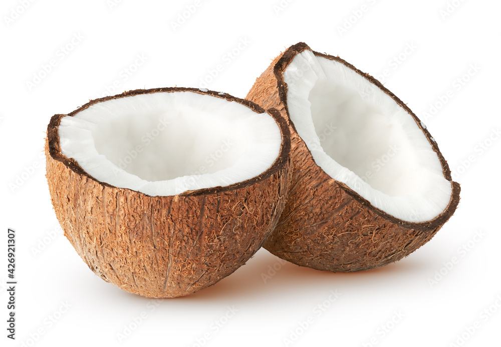 Isolated coconut. Cutout of whole coconut isolated on white background, with clipping path Isolated coconut. Cutout of whole coconut isolated on white background, with clipping path