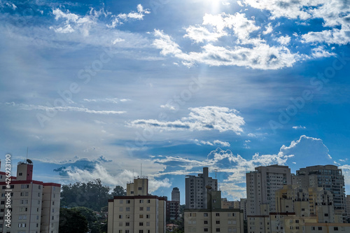 Blue sky and buildings at Vila Mariana, São Paulo.