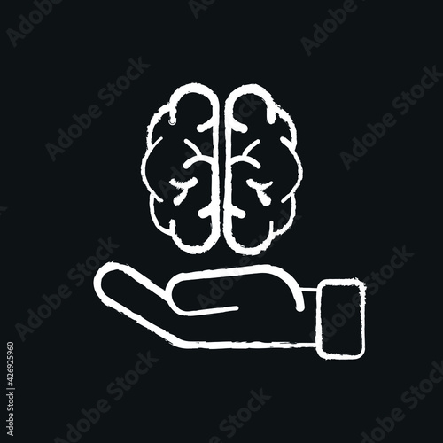 Brain donor chalk icon. Surgical medicine. Thin line customizable illustration. Contour symbol. Vector isolated outline drawing.