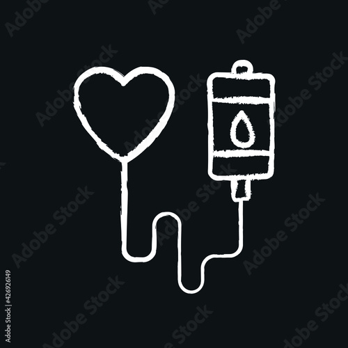 Blood donor chalk icon. Surgical medicine. Thin line customizable illustration. Contour symbol. Vector isolated outline drawing.