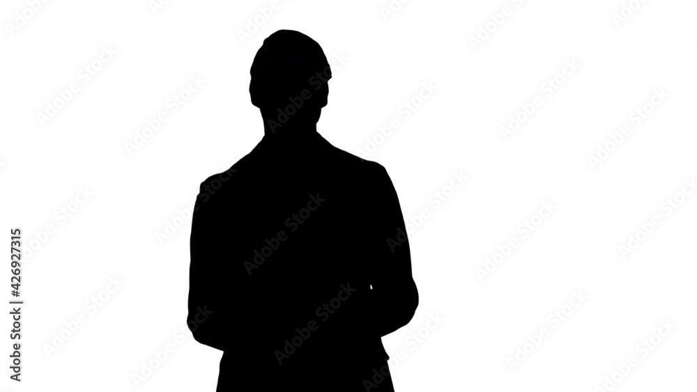 Silhouette Happy young businessman standing and applauding. Silhouette Happy young businessman standing and applauding.