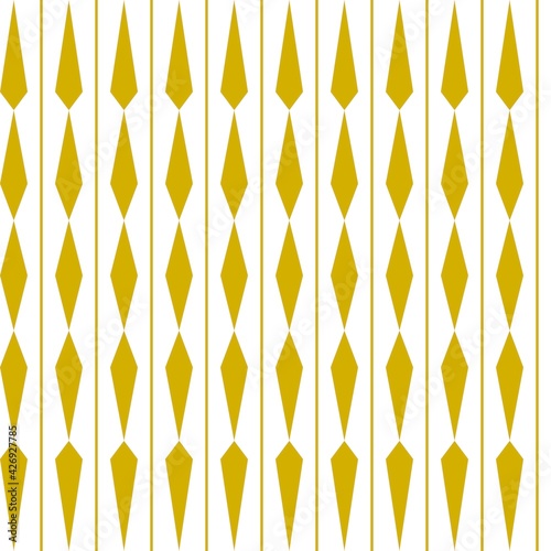 Geometric of vertical lines and diamond pattern. Design regular gold on white background. Design print for illustration, texture, wallpaper, background.