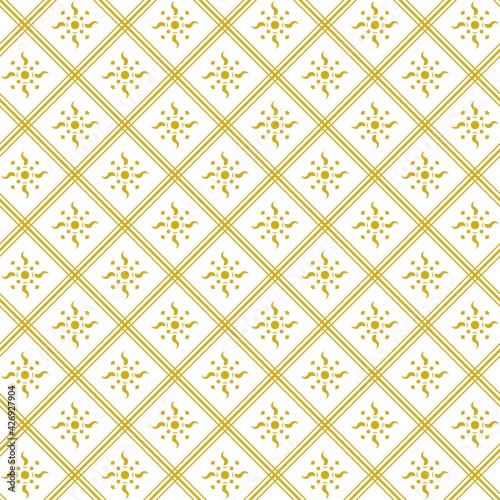 Abstract of diagonal stripe tile pattern. Design suns of seamless gold on white background. Design print for illustration  texture  wallpaper  background.