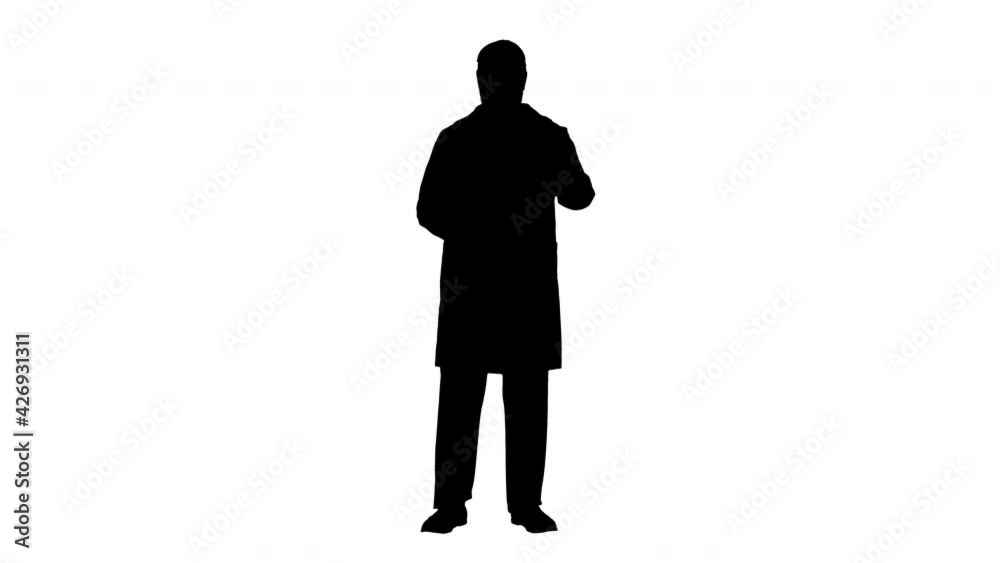 Silhouette Doctor wearing lab coat analyzing X-ray image of lungs. Silhouette Doctor wearing lab coat analyzing X-ray image of lungs.