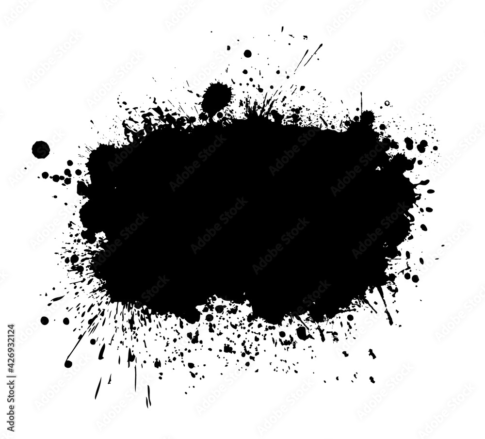 Black blot with splashes. Vector illustration