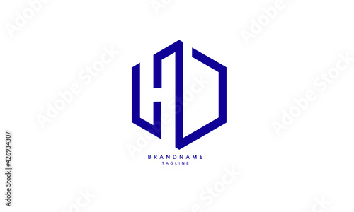 Alphabet letters Initials Monogram logo HD, DH, H and D