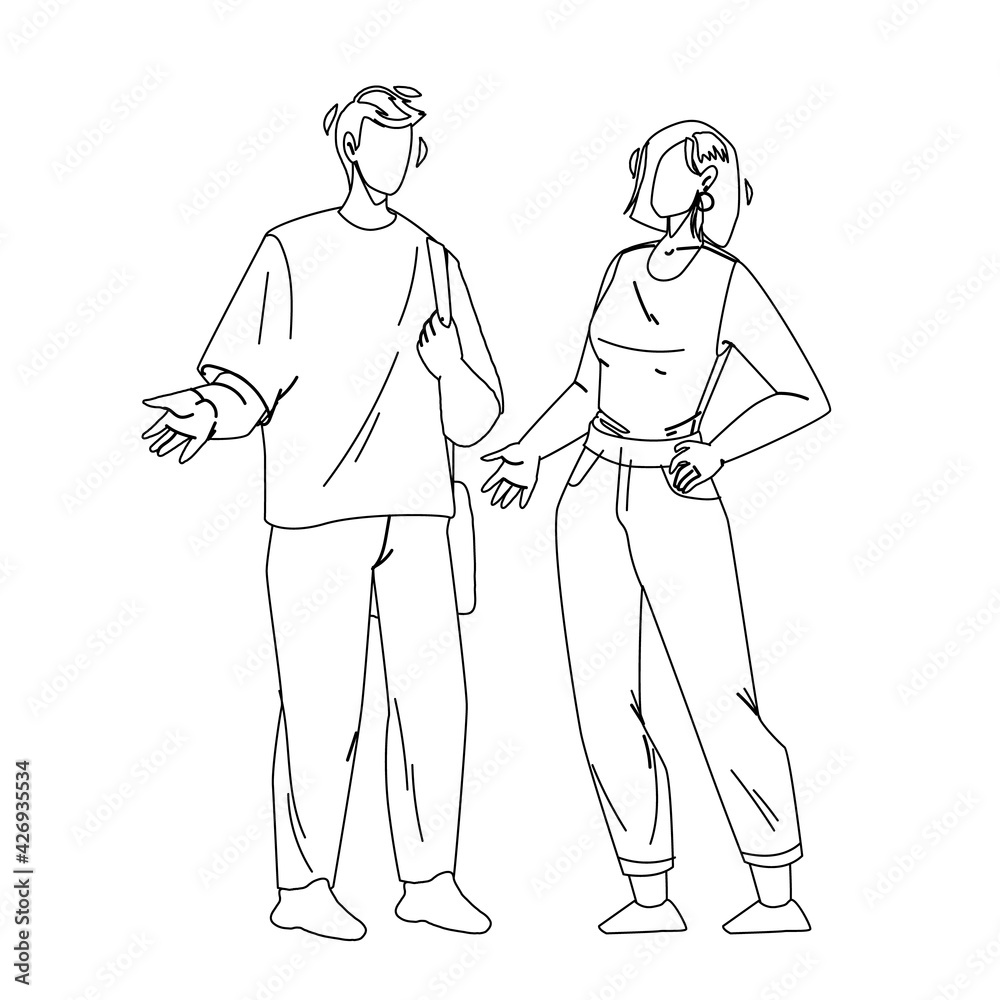 Two people are talking. sketch. vector illustration. | CanStock