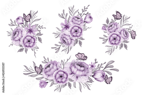 flower arrangement and bouquet of beautiful flower purple