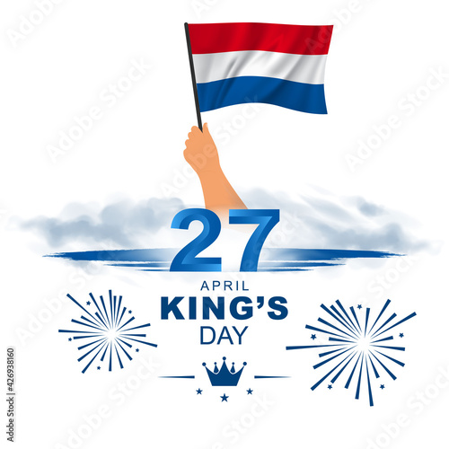 April 27 King's Day. King's Birthday in the Netherlands. Card, banner, poster, background design. Vector illustration.