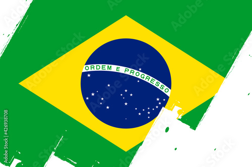 Flag of Brazil, banner with grunge brush