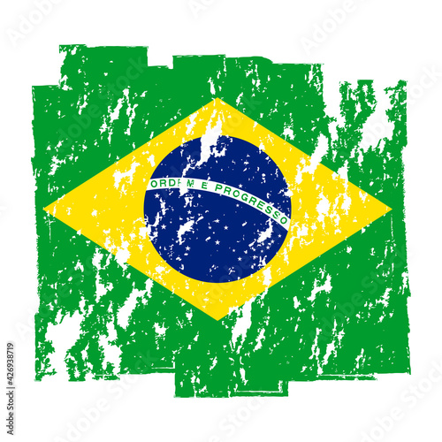 Flag of Brazil, banner with grunge brush