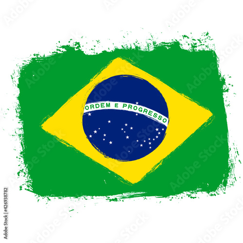 Flag of Brazil, banner with grunge brush