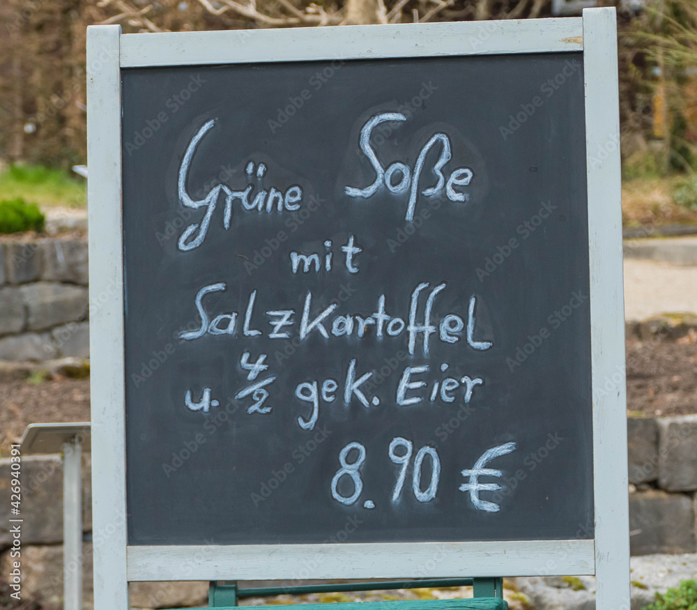 Tafel Grüne Soße mit Salzkartoffeln und Eiern Frankfurter Spezialität ...