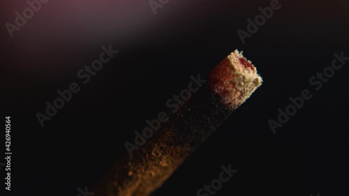Incense end glows in macro shot