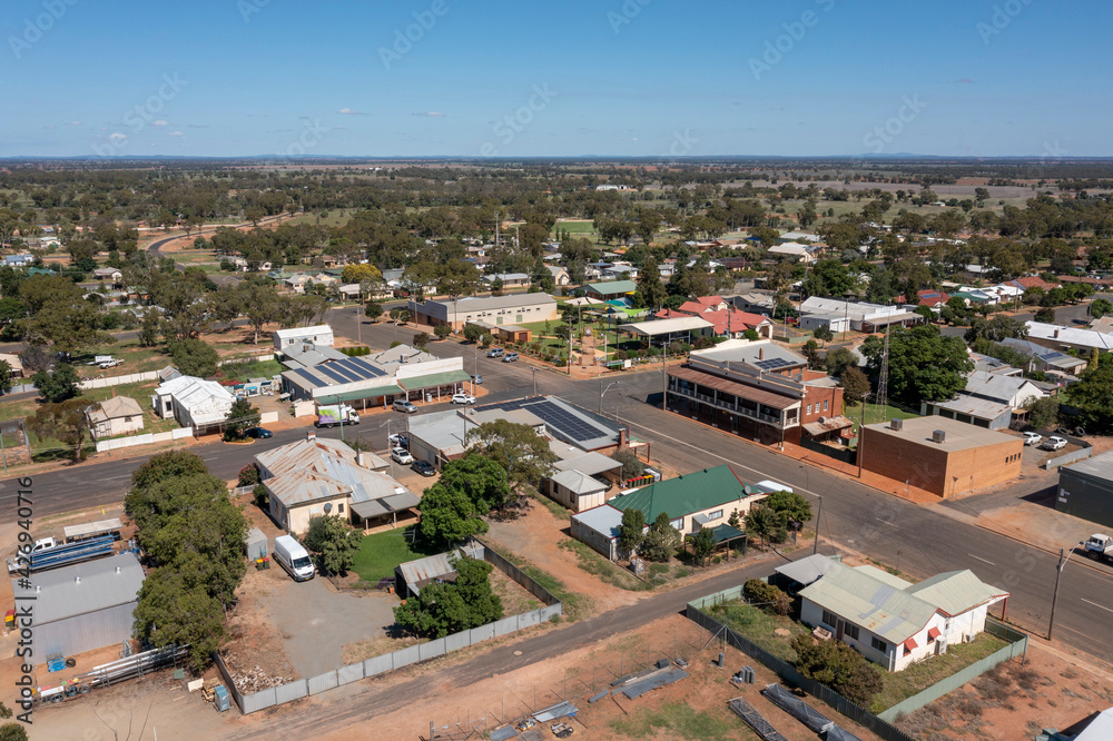 Aerial view of the central western New South Wales town of Tottenham