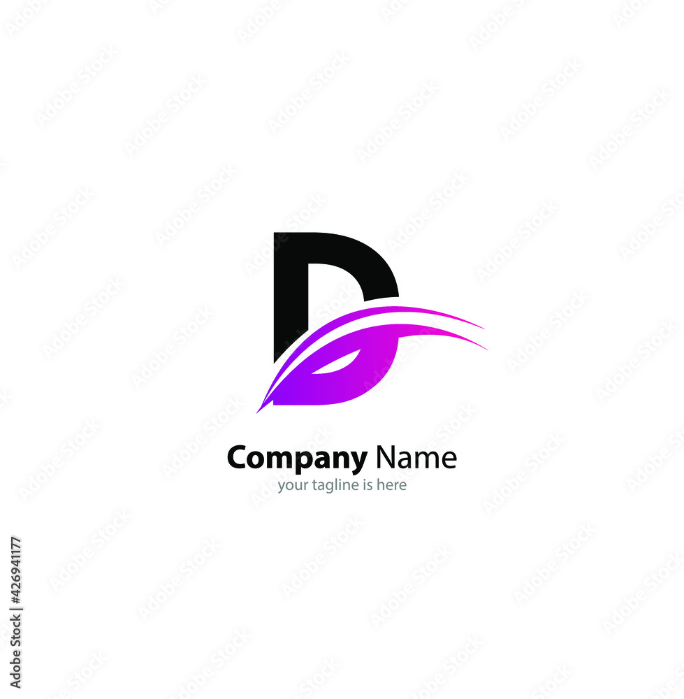 simple letter D logo concept with white background, minimalist style