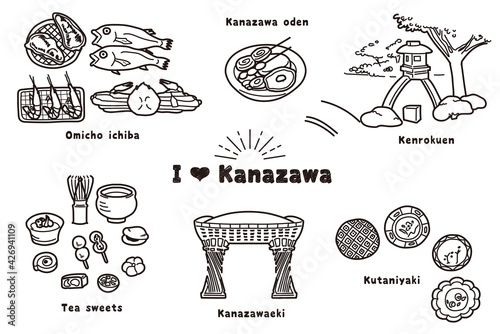 手描き風金沢のイラスト