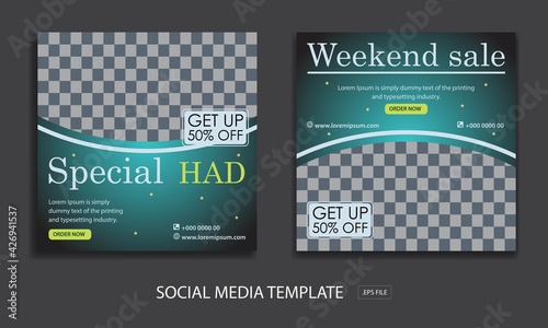 Set of Editable minimal square banner template. for promotion had . Suitable for social media post and web internet ads.