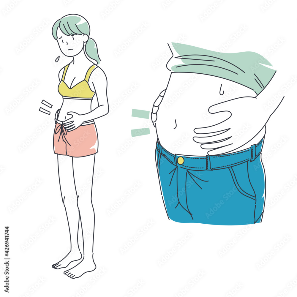 ぽっこりお腹が気になる女性 Stock Vector Adobe Stock