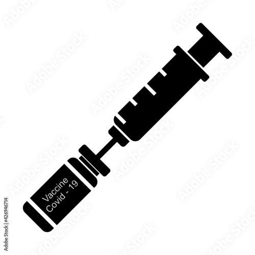 Covid-19 vaccine icon on white background 