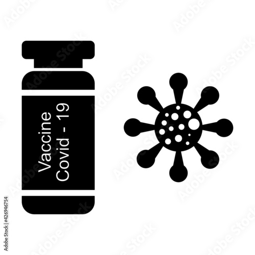 Covid-19 vaccine icon on white background 