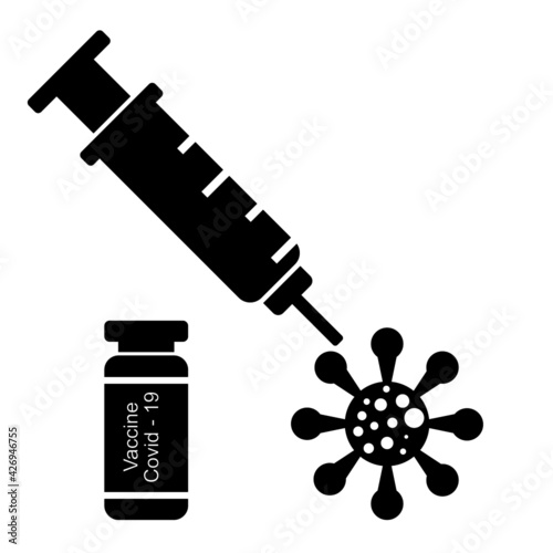 Covid-19 vaccine icon on white background 