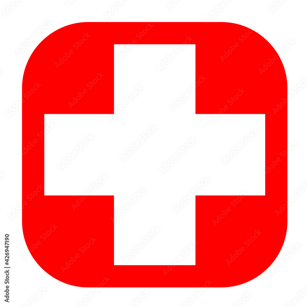 Obraz premium Red cross icon on white background