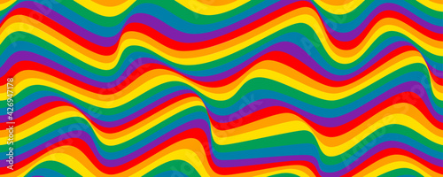 Colorful wavy lines. Rainbow colors. Stripe pattern. Vector illustration