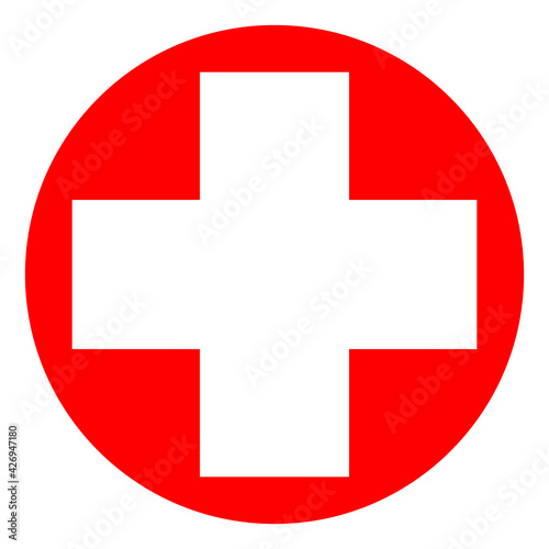 Red cross icon on white background