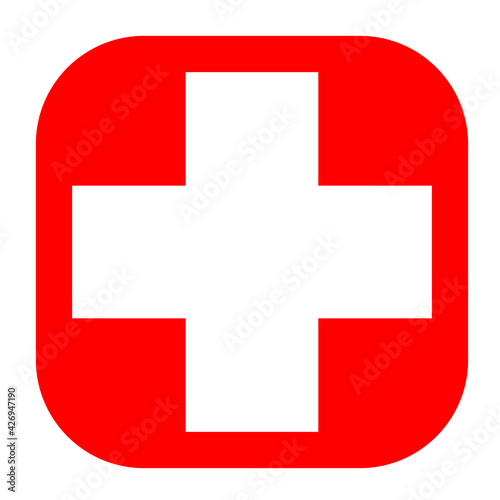 Red cross icon on white background