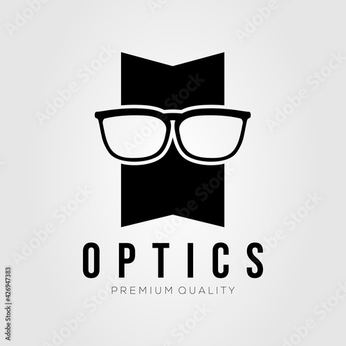 optical glasses, sunglasses, eyeglasses shop logo template vector illustration design