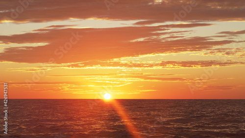 beautiful sunset on the coast of oaxaca in mexico